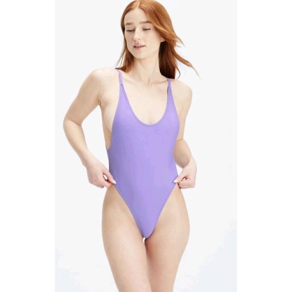 Women's Size L Fabletics Lavender Color Noa Sexy One Piece Swimsuit NWT